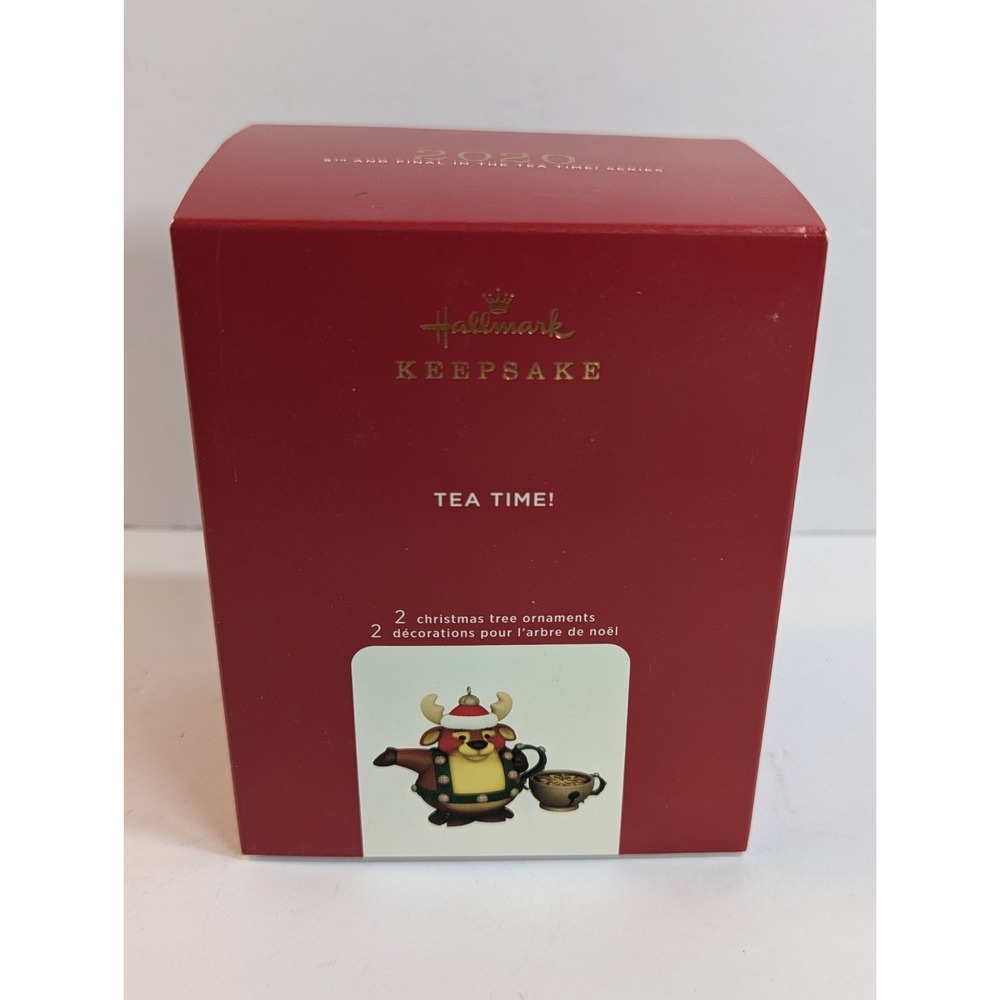2020 Hallmark Tea Time 5 Reindeer Pot Keepsake Ornament